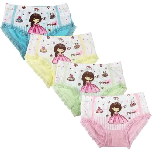 4pcs/Pack Princess Series Kids Comfy Cotton Underwear Little Girls Assorted Briefs Cute Panties 3-11 Years by Core Pretty