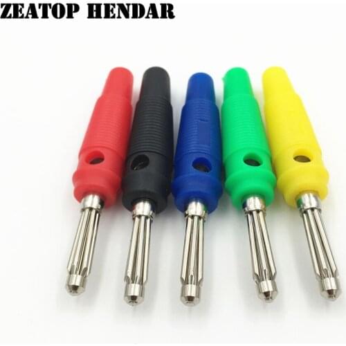 50Pcs 5 Color 4mm Banana Male Plug Solderless Side Stackable Connector