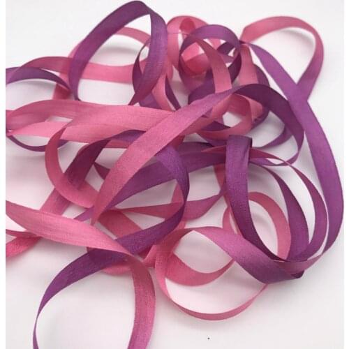 7mm,100% real pure silk ribbons green variegated double face taffeta silk for embroidery and handcraft project,gift packing