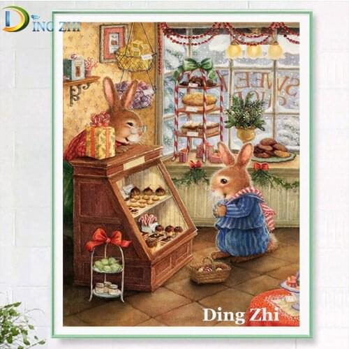 5D Diamond Painting Diy Full Drill Bakery Cartoon Animal Bunny Cross Stitch Embroidery Mosaic Rhinestone Art Decor Wall Hanging