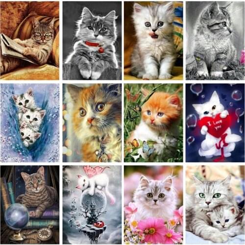 Diamond Mosaic Cat Diamond Painting Animal Rhinestone Diy Full Square Round Diamond Embroidery Home Decoration Gift Art