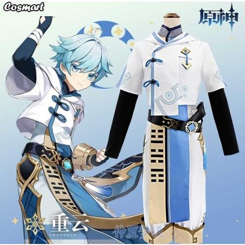 Anime Genshin Impact Chongyun Game Suit White Uniform Cosplay Costume Halloween Outfit For Men New 2020