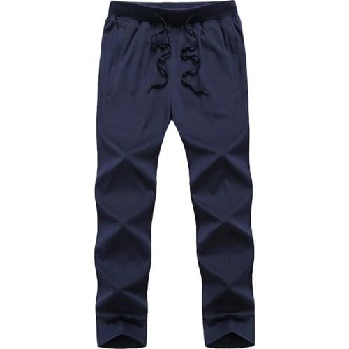 Big Size 8XL 9XL Men Cotton Thin Sweatpants Summer Male Casual Big Pocket Loose Solid Elastic Breathable Jogger Baggy Trousers