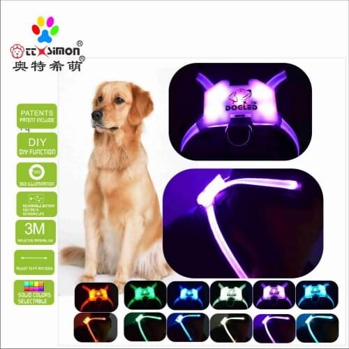 CC Simon unique Led Dog harnesses usb rechargeable for large dog 2021