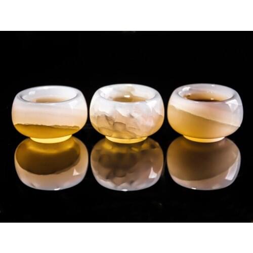 Natural Raw Ore Jade Stone Teacup High Grade White Jade Porcelain Cup Office Kungfu Tea Set For Tea Brewing Collection Gift