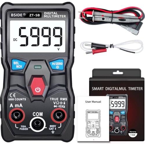 Digital multimeter ZT-5B BT Technology Smart T-RMS Voltmeter Ammeter Auto Rang analog Resistance Capacitor NCV Tester