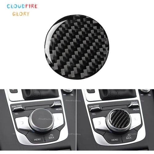 CloudFireGlory Control Knob Panel Decorative Covers Trim Real Carbon Fiber For Audi A3 8V 2012 2013 2014 2015 2016 2017 2018