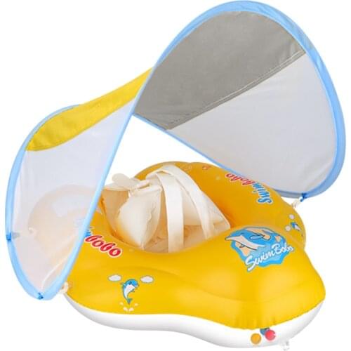 Baby Swimming Rings with Canopy Inflatable Floating Pool Bathtub Summer Toy Swimming Circle With Sunshade Air Pump