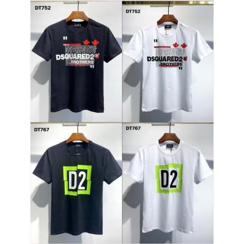 Authentic Harajuku Y2K Classic Top Men Women Cotton T-shirt Letter Print Short Sleeve Collar Shirt Hip-Hop Style Dsquared2