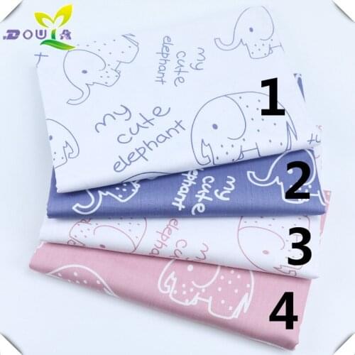 Cartoon elephant cotton cloth flower cloth and Korean style fabric, baby pure cotton pajamas bed fabric handmade cloth