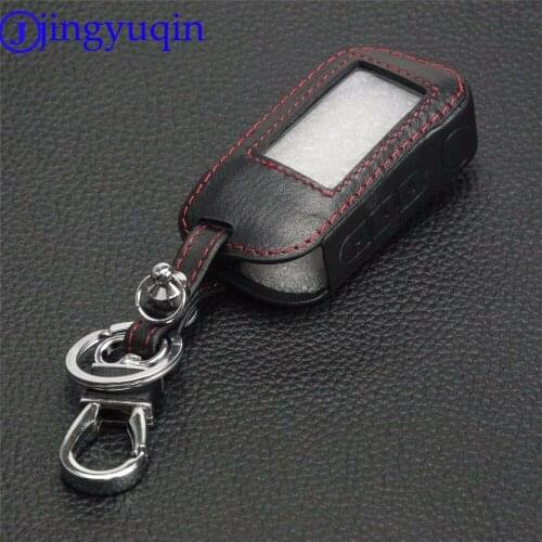 Jingyuqin 3 Buttons Remote Leather Key Cover Case A93 Keychain Silicone Case For Starline A93 A63 Two Way Car Alarm