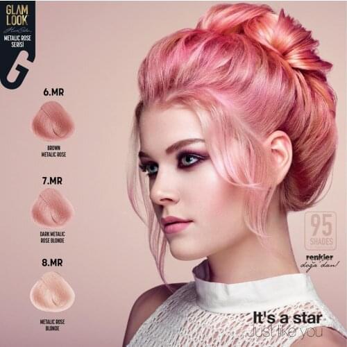 2 Packs Bioplex Glamlook Hair Dye "Metalic Rose" Series Nourishing Hair Color Cream Makeup for Home and Hairdressing Salons