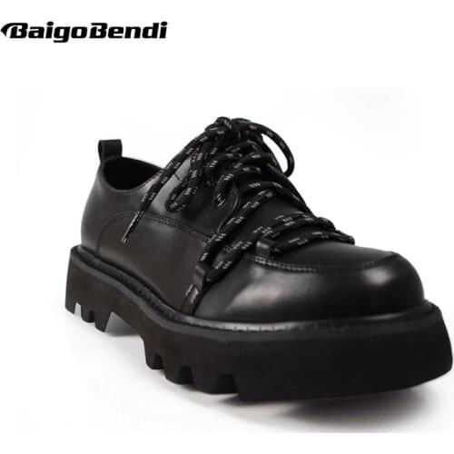 COOL ! Reflective Men Shoes Trendy Thick Heel Flatforms Man Lace Glow Shoes Round Toe Flatforms Boy Glitter Oxfords