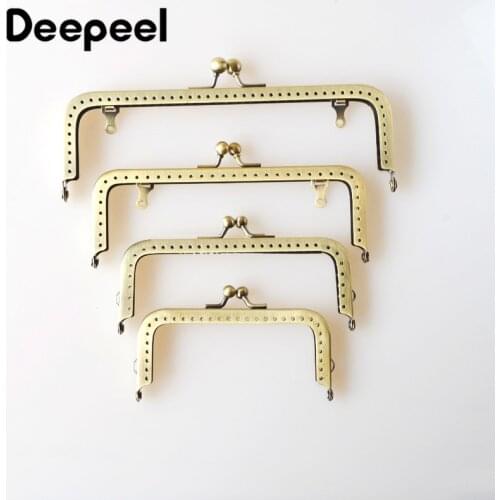 10pcs Deepeel8.5/10.5/12.5/15.5/18.5cm Brass Square Purse Frame Bag Handles Wallet Sewing Brackets Handbag Kiss Clasp Accessory