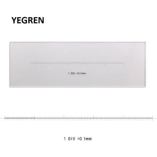 DIV 0.1 mm Calibration Slide Length 50 mm Horizontal Scale Ruler Linear Scale Stage Micrometer for Microscope