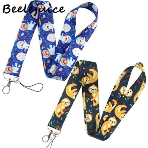 Lovely Cute Sloth Animals Neck Strap Lanyards ID badge card holder keychain Mobile Phone Strap Gift Ribbon webbing necklace Gift