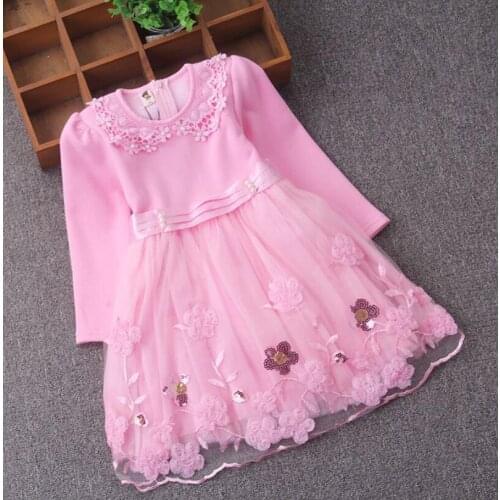 New 2018 spring autumn girls clothing kids clothes girl princess dress baby girl flower party dress for 2-9 years old kids dress