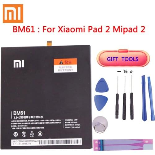 Original Battery BM60 BM61 For Xiaomi Pad 1 Mipad 1 A0101 6520mAh For Xiaomi Pad 2 Mipad 2 7.9 inch A0101 6010mAh Battery +Tools