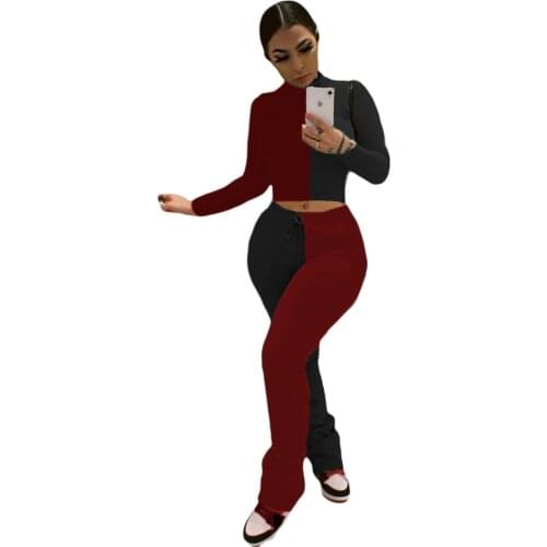 2020 Autumn And Winter Street Hipsters Plus Velvet Padded Sweater Set Long Sleeve Color Matching Pencil Pants Sports Sweater