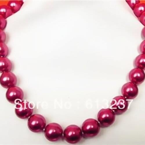 Red round shell simulated-pearl 8mm 10mm 12mm 14mm round beads necklace for woman chain choker diy jewelry making 18 inch MY4665