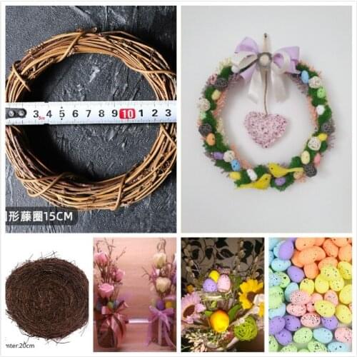 Easter Party Decor Supply Easter Egg Stand Vine Brown Bird Nest Colorful Cute Bird Pigeon Eggs DIY Handmade Mini Foam Easter Egg