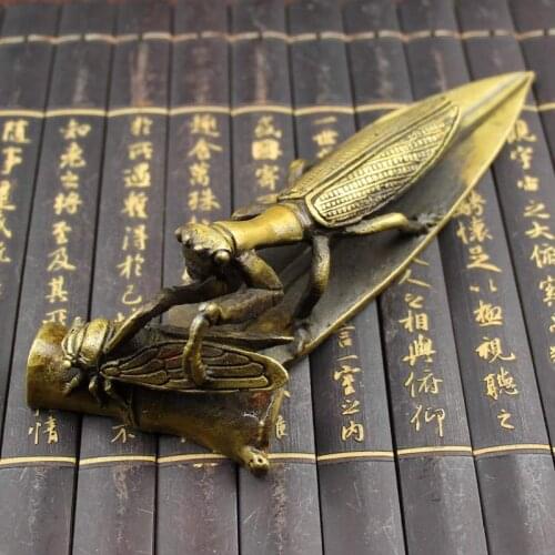 Details about Beautiful about Chinese Lucky Bronze Fengshui Cockroach Cicada Statue