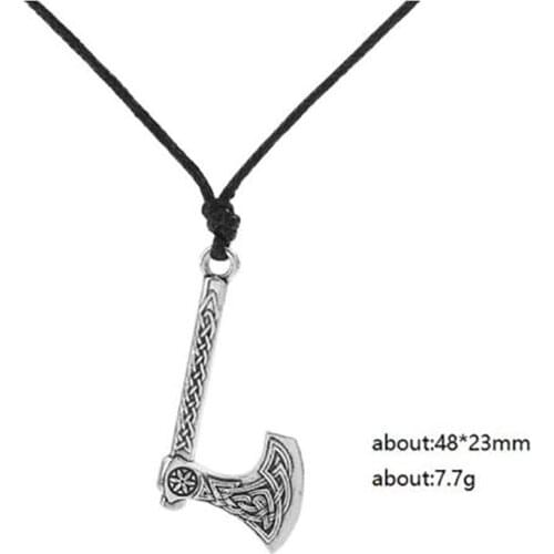 Nordic Odins Thor Hammer Pendant Viking Perun Ax Necklace Men Retro Style Religious Collier Gothic Jewelry Gift