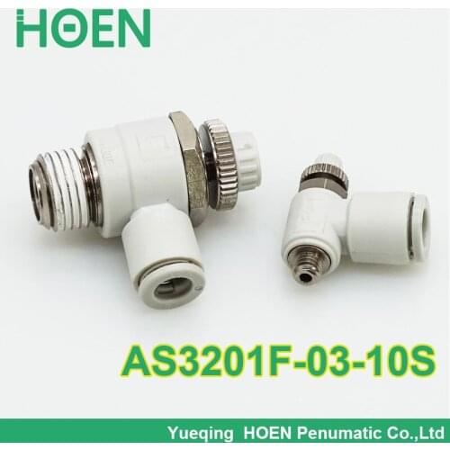 SMC type High quality fittings AS3201F-03-10 O.D 10 mm thread Rc 3/8 elbow type speed controller with one-touch fittings