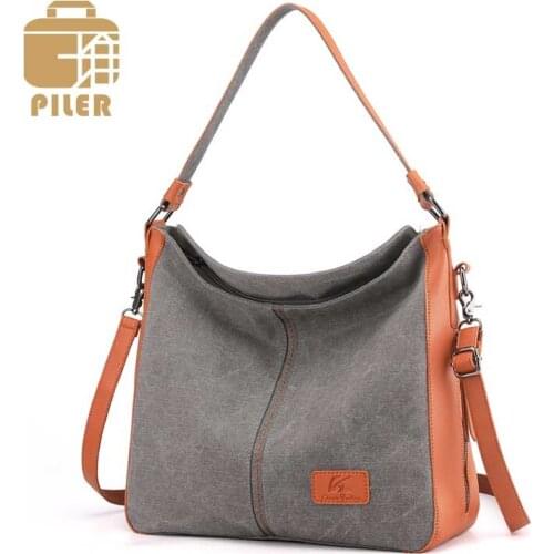 Piler Crossbody Bags for Women Shoulder Bag Canvas Leather Tote Purses Ladies Large Designer Messenger Bag Top-Handle Handbags