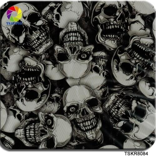 TSAUTOP Size 1m x 10m skull hydrographic film for 3d water transfer printing WDF8084