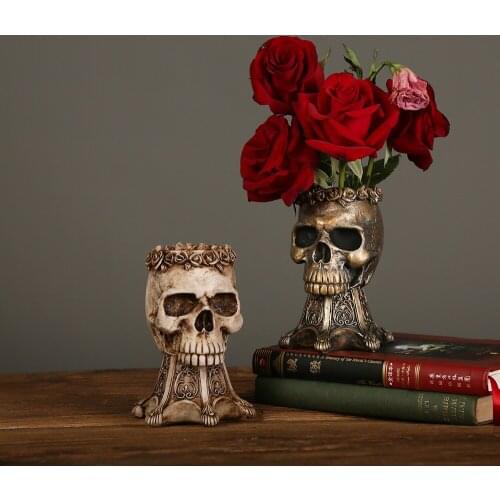 Halloween Ornaments Resin 3D Knight Warrior Skull Mug Cup Stainless Steel Skeleton Wine Goblets Decoration Men Birthday Gift