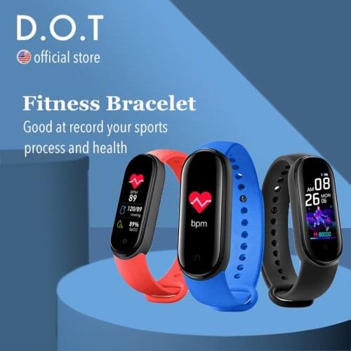 D.O.T Smart Fitness Bracelet Mi Band 4 M5 Watch Steps Counter StopWatch Heart Rate Monitor Sports Pedometer