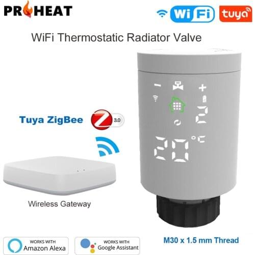 WiFi TRV (Thermostatic Radiator Valve) Thermostat for Radiator Actuator Heating System Tuya Zigbee M30*1.5 Temperature Control