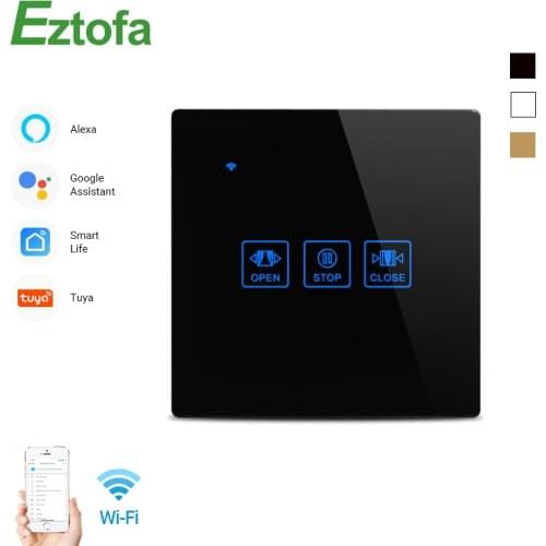 Wifi Curtain Blinds Touch Wall Switch Crystal Panel Electric Motorized Blinds Smart Switch Tuya Remote Control With Google Home