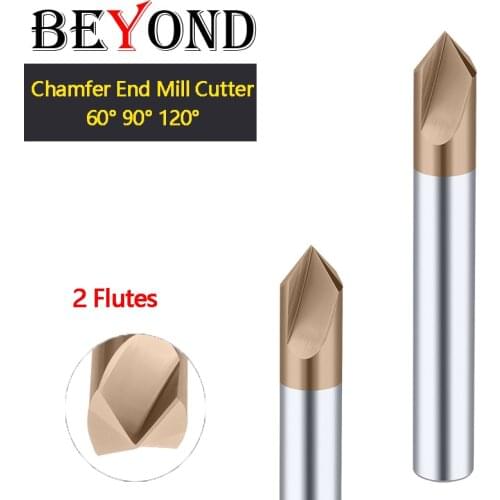 BEYOND Tungsten Steel Chamfering Cutter Integral Carbide End Milling 2 Edge CNC Center 60 90 120 Degrees HRC55