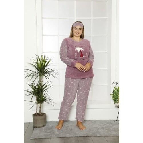 Womens Outsize Fleece Pajamas set Purple 20007