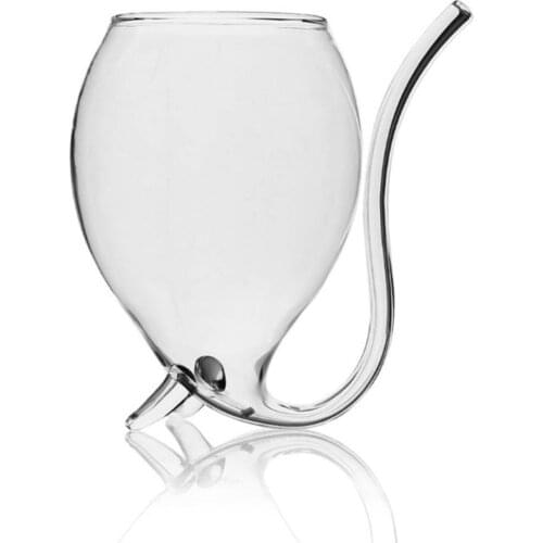 1pc Creative 300ml Devil Red Wine Glass Transparent Cup Mug With Built in Drinking Tube Straw Water Cup for Home Bar Hotel