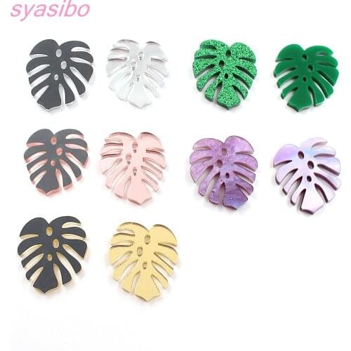 10pcs /lot) AC1862 25mm Acrylic Monstera For Earrings Laser Cut Glitter Monstera Jewelry Accessories