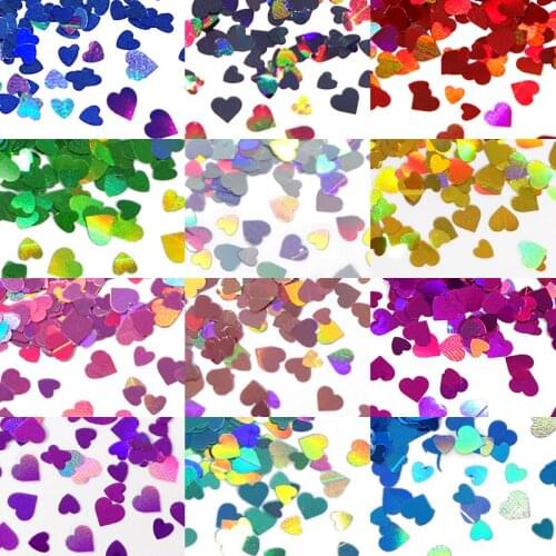 12Pcs Holographic Love Heart Nail Glitter Sequins Rose Laser Gold Silver 3D Flakes For Nail Art Decorations Manicure Paillette
