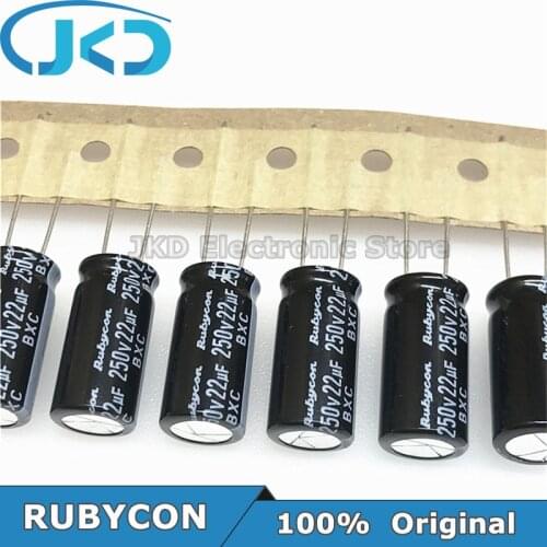 20pcs RUBYCON 22UF 250V 10*20mm 105℃ 22UF250V 250V22UF 10x20mm Aluminum Electrolytic Capacitor