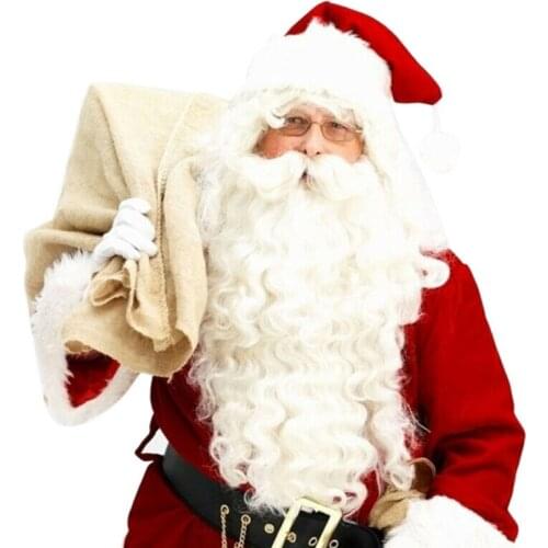 2019 Santa Claus Cosplay Costume Props Christmas Santa Claus Wig Beard Set Dress Up Costume Accessories Wig+Short Beard 2Pcs