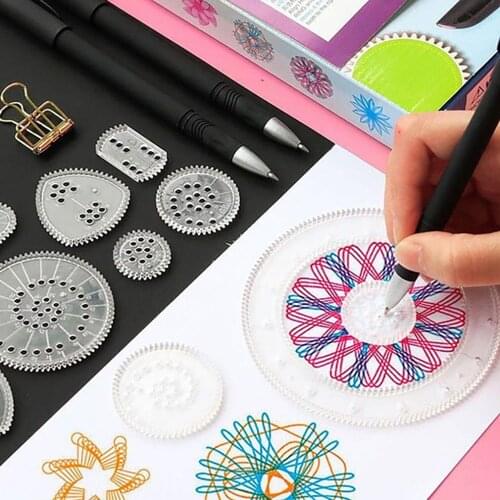 22pcs Spirograph Drawing toys Ruler set Interlocking Gears & Wheels Drawing Accessories Creative Educational Rulers For children