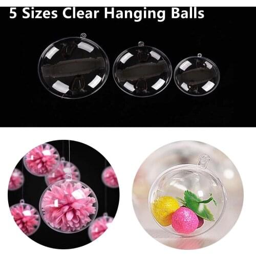 5 Sizes Optional Clear Plastic Xmas Tree Decoration Hanging Ball Empty Baubles Round Home Party Ornaments DIY Party Supplies