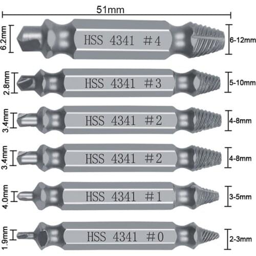6PCS Damaged Screw Extractor Drill Bit Set Stripped Screws Remover Demolition Tool Easily Take Out Broken Screw Bolt Remover
