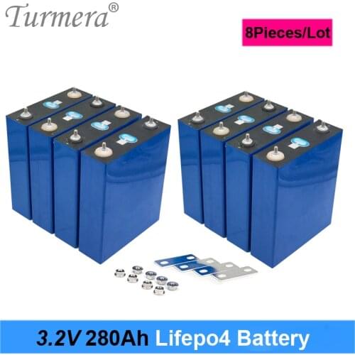 8Pieces 3.2V 280Ah Lifepo4 Battery Rechargeable Battery Pack 12V 24V 280AH for Electric Car RV Solar Energy Storage System NoTax