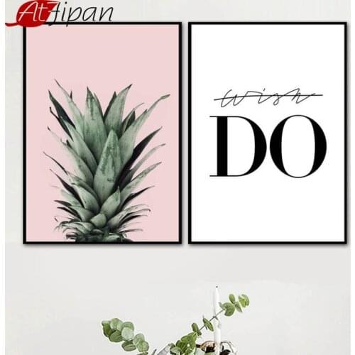 Atfipan Fruits Pineapple Quotes Canvas Painting Wall Art Canvas Nordic Posters And Prints Pictures For Living Room Decoration