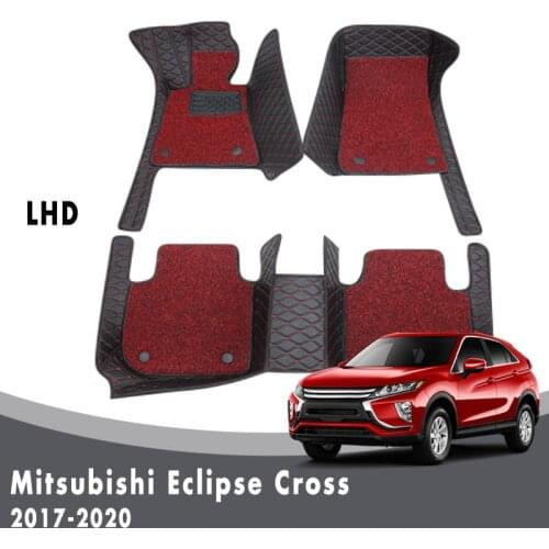 Car Floor Mats Carpets For Mitsubishi Eclipse Cross 2020 2019 2018 2017 Auto Double Layer Wire Loop Interior Accessories Leather
