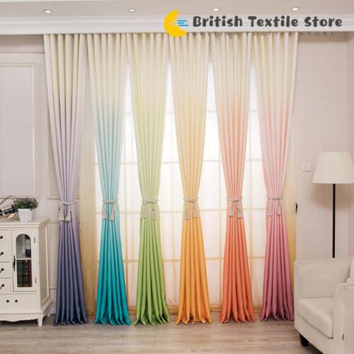 2021 new Velvet Linen Fashion Atmosphere Gradient Color Printed Curtain Fabric Living Room Bedroom Balcony Shading Cloth Curtain