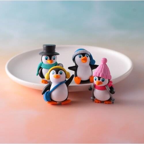 Free Shipping Cake Decoration Ski Penguin Birthday Baking Decoration Penguin Creative Decor Children Kids Home Toys