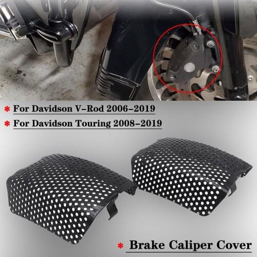 Black 304 Stainless Steel Front Brake Caliper Screen Inserts For Harley Touring Electra Glide Road King FLTRU FLHR FLHX V-Rod